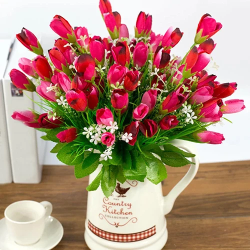 1 Bouquet 15 Heads Fake Tulip Bud Artificial Flower Wedding Party Home Decor DIY Floral Bouquets Arrangement Flowers | Дом и сад