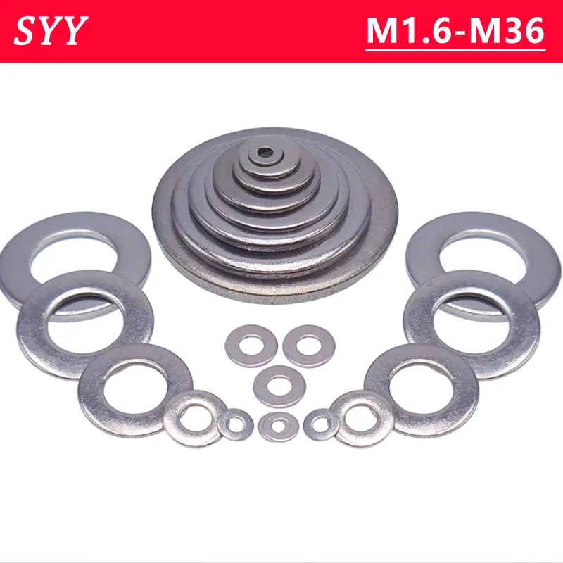 

M1.6M2M2.5M3M3.5M4M5M6M8M10M12M14M16M18M20M22-M36 DIN125 Spacer Stainless Steel Washer Plain Gasket for Screws Flat Metal Washer
