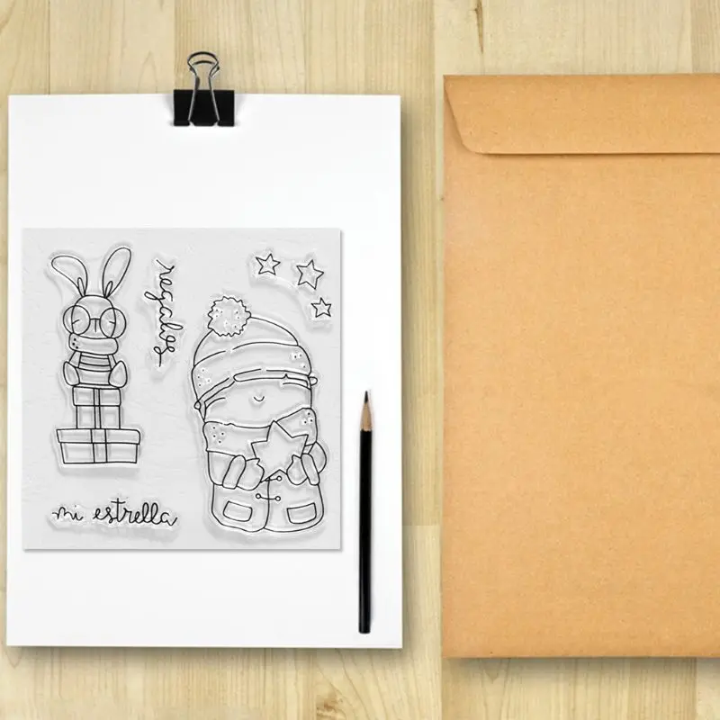 Кролик звезда силиконовый прозрачный печать штамп DIY Скрапбукинг рельефная