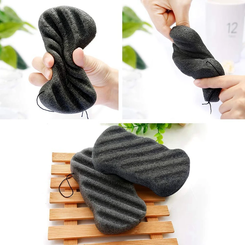 Набор губок Konjac с активированным бамбуковым углем губка для лица глубокая