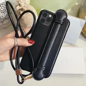 luxury brand designer handmade genuine leather case for iphone 12 11 pro xs max xr 7 8 plus cover with strap phone accessory bag free global shipping