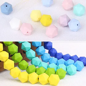 Ченкэй 100pcs BPA Free 14 мм Силиконовые Icosahdron Прорезыватель для зубов для изготовления украшений своими руками, Multisurface Baby Shower соска пустышка прорезывания зубов сенсорная игрушка