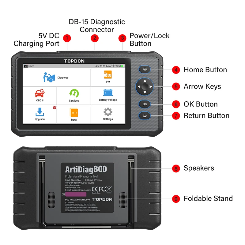 Диагностический сканер OBD2 TOPDON ArtiDiag800 инструмент для полной диагностики