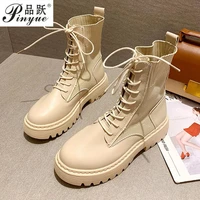 ankle boots for women autumn motorcycle boots thick heel platfoankle shoes woman slip on round toe fashion boots