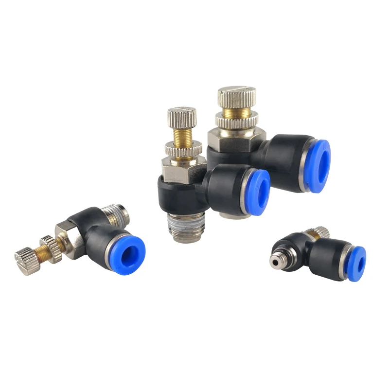 

Пневматический Фиттинг с регулятором скорости Air SL 1/8 1/4 3/8 1/2, регулятор клапана дроссельной заслонки, 4, 6, 8, 10 мм, трубка для шланга, регулируе...
