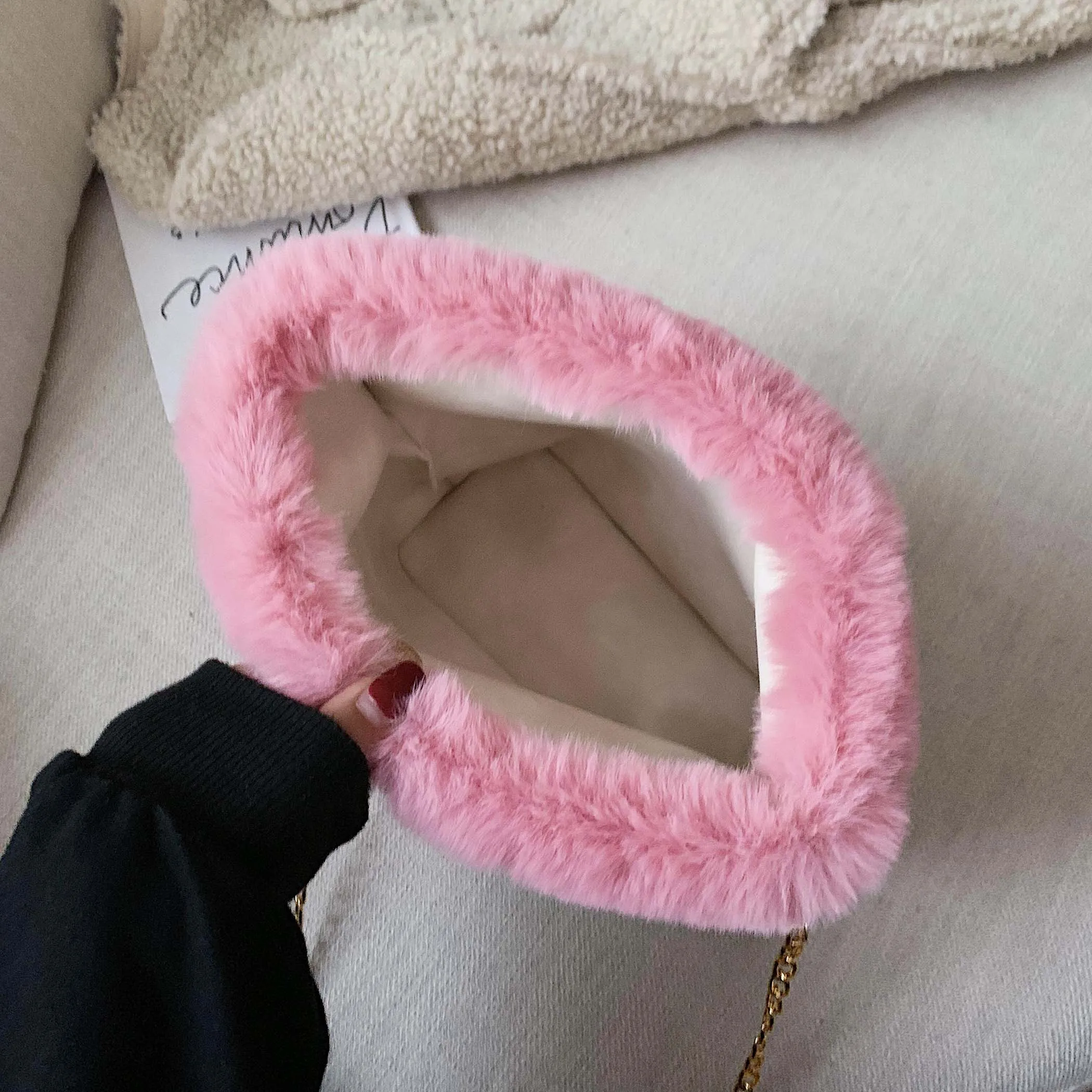 Зимняя женская сумка-тоут из искусственного меха сумка ручка металлической