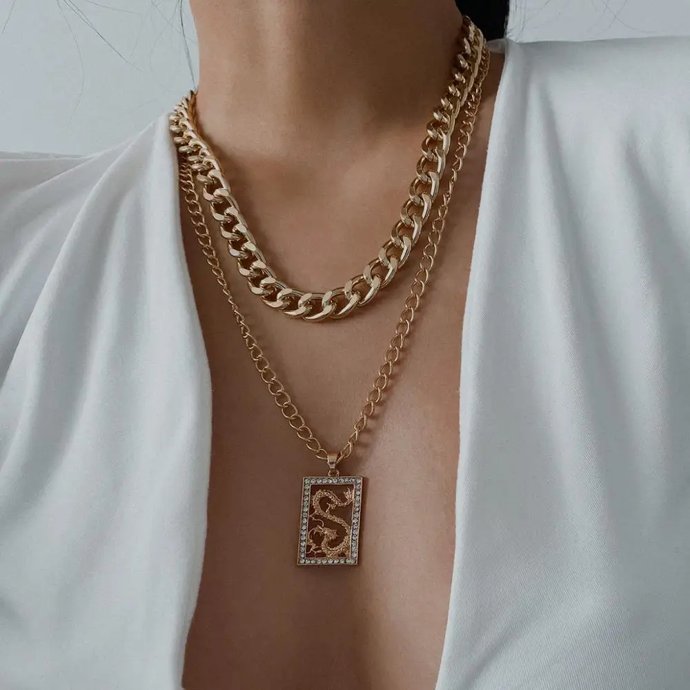 Многослойное ожерелье с подвеской в виде дракона кристаллами циркона для женщин