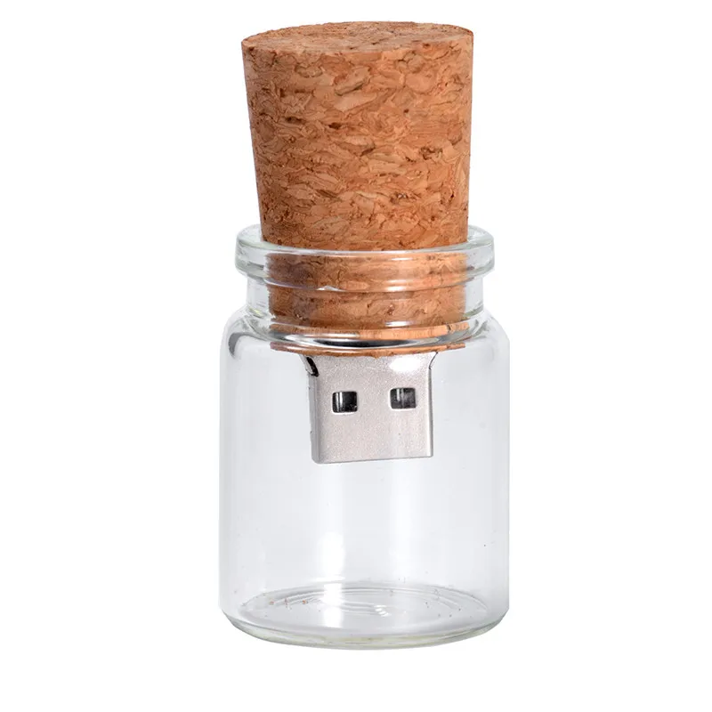 JASTER, новинка, usb 2,0, флеш-накопитель, 4 ГБ, 8 ГБ, 16 ГБ, 32 ГБ, 64 ГБ, стеклянная бутылка, пробка, usb флеш-накопитель, карта памяти, свадебный подарок - Цвет: B