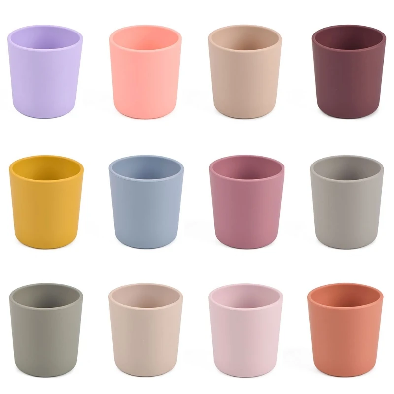 

67JC Baby Learning Drinking Cup BPA-free Heat-Resistant Silicone Snack Cup Water Mug Infant Toddler Drinkware