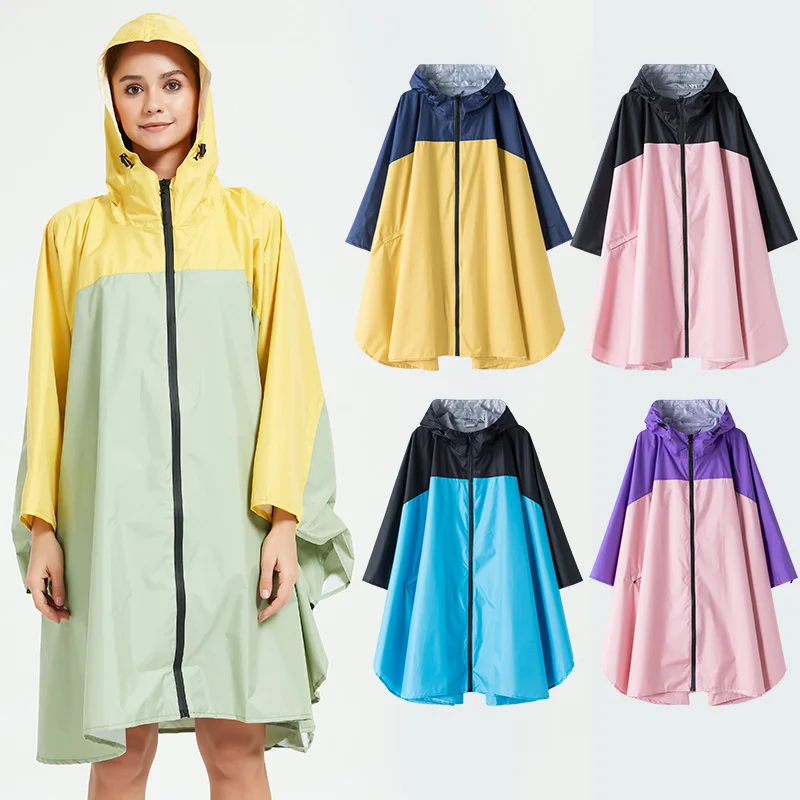 Japanese Cape large color matching raincoat men's and women's adult fashion walking riding poncho South Korea outdoor waterproof