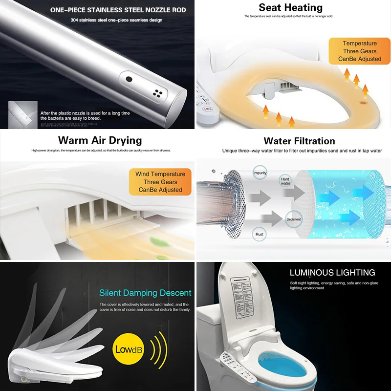 FOHEEL smart toilet seat lid remote control electric bidet cover heating bathroom intelligent | Обустройство дома