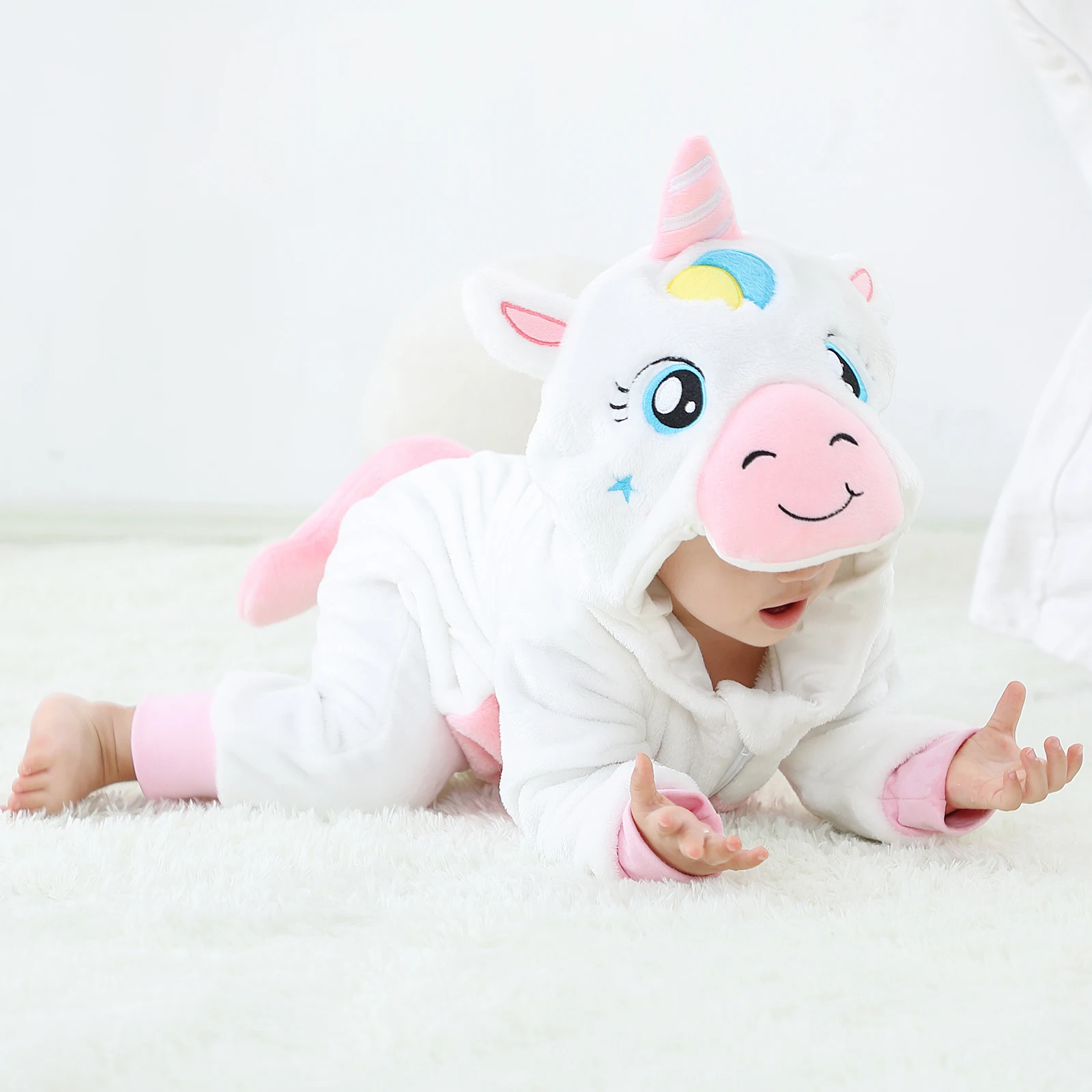 

2022 Baby Boy Girls Jumpsuit Unicorn Flannel Kigurumi Onesie Infant Bebe Romper Boys Clothes Toddler Infant Cute Animal Costumes