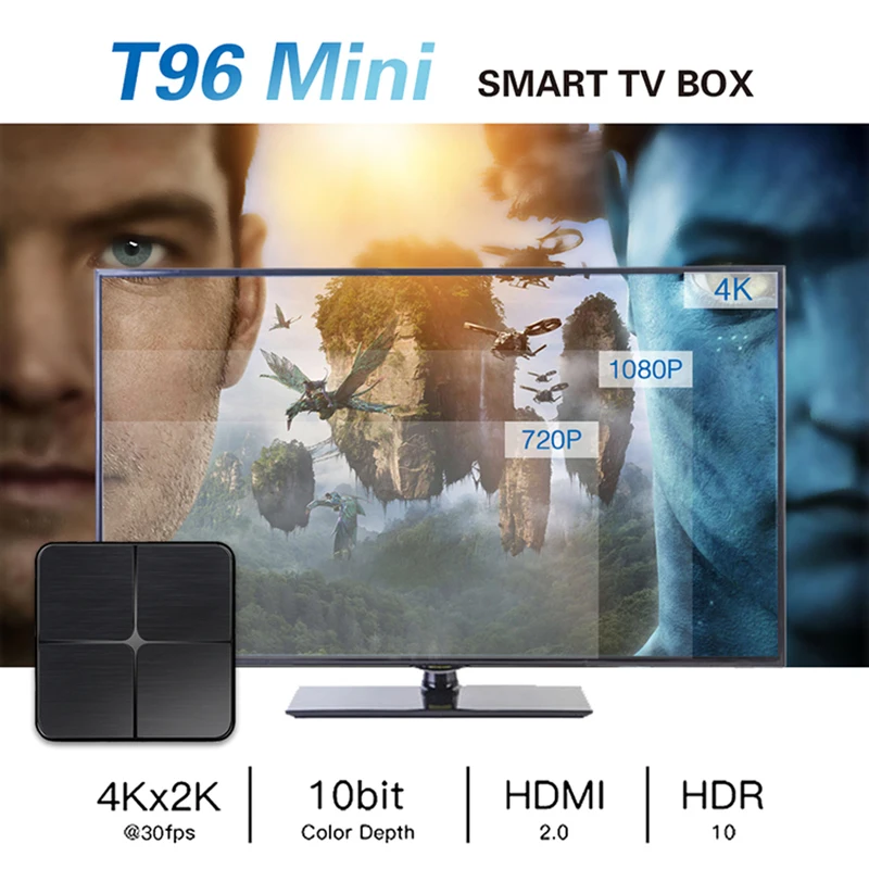 T96 Мини Android 7 1 ТВ-приставка 1G/8G 2G/16G Смарт четырехъядерный 2 4G WiFi медиаплеер H.265 4K HD