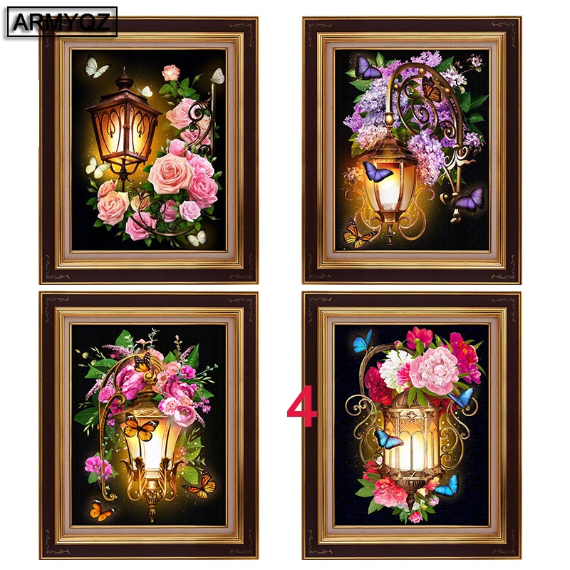 5d DIY алмазная живопись цветок полная квадратная Алмазная Вышивка Цветы и лампы
