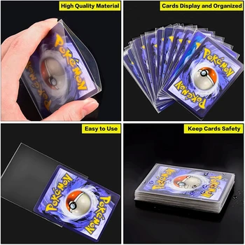 Pokemon Card Sleeves 100 Counts Transparent Playing Games VMAX Protector Cards Folder Yugioh Pokémon Case Holder Kids Toy Gift 5