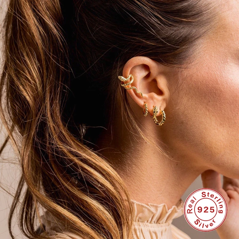 Винтажные креативные серебряные серьги клипсы ROXI в виде змеи для женщин