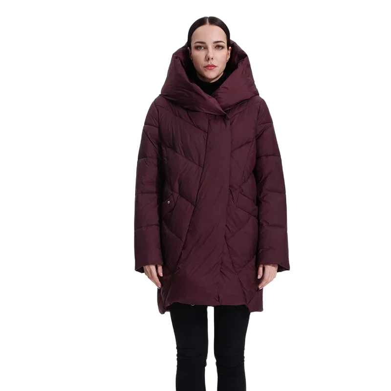 

women's down jacket parka outwear with hood quilted coat female plus size warm long cotton puffer clothes Quality 19-025S
