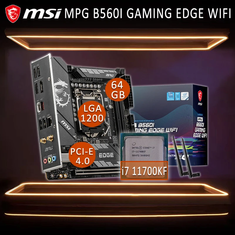 

MSI MPG B560I игровая EDGE WIFI игровая материнская плата + Intel Core i7 11700KF материнская плата Combo i7 11700KF DDR4 материнская плата Mini-ITX