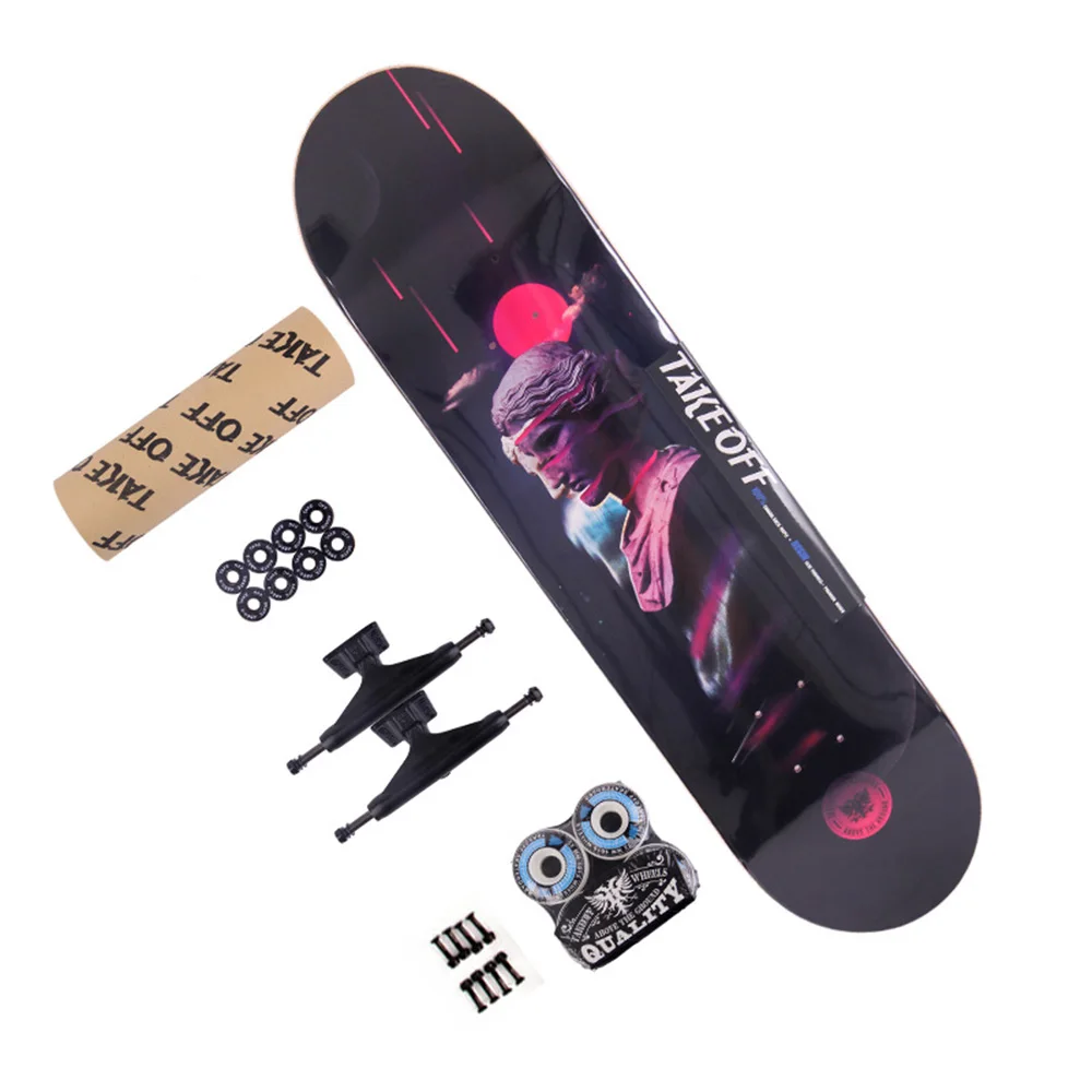 

Skateboard Longboard Adult Teenagers Girl Professional Maple Natural Wood Retro Fashion Double Rocker Skate Boards DIY