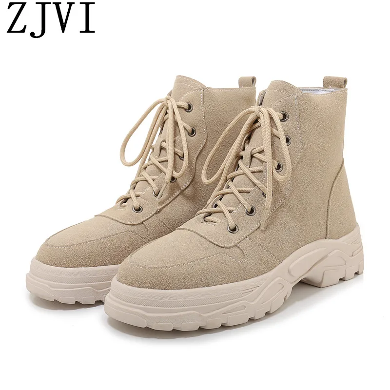 ZJVI/женские замшевые ботинки Сезон осень-зима Женские мотоциклетные ботильоны на