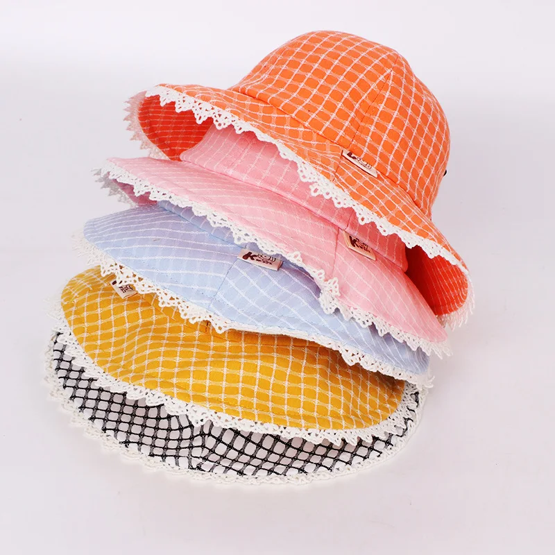 Детские шапки и кепки летняя шапка от солнца в клетку для девочек Повседневная