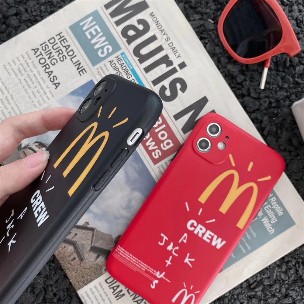 

Cartoon Golden McCute label Phone Case for iphone 12 11 Pro X XR XS Max 7 8 plus Cute CREW Simple letters Soft Silicon Cover