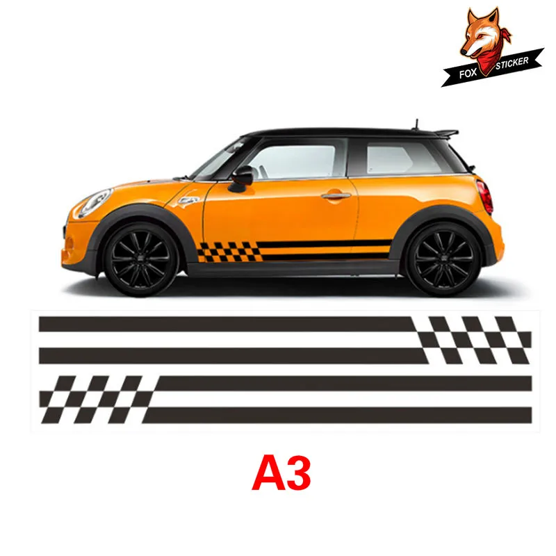 Автомобильная наклейка и 2 шт. боковая юбка порог гоночная полоса для MINI Cooper r56 r57
