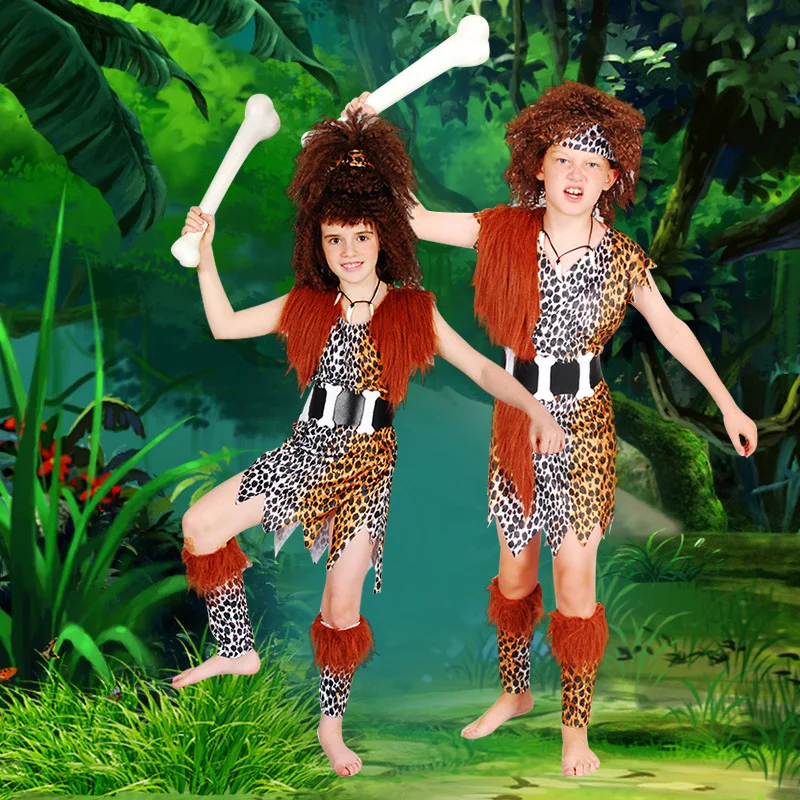 Детская одежда на Хеллоуин Аборигенов индийский первобытного человека вечерние