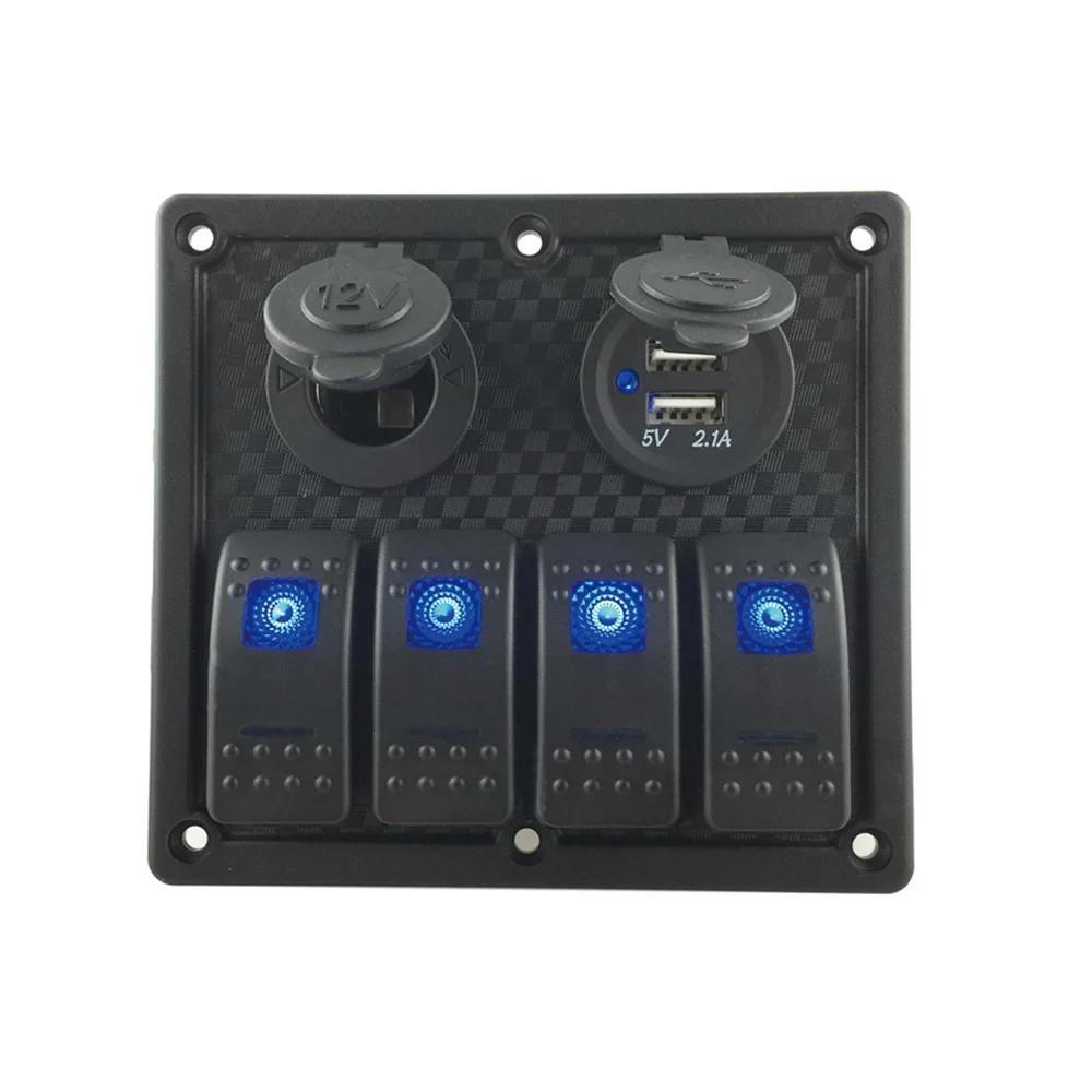 IZTOSS 12 V 24 DC 4 банды синий светодиод Переключатель Панель с Мощность резьбой