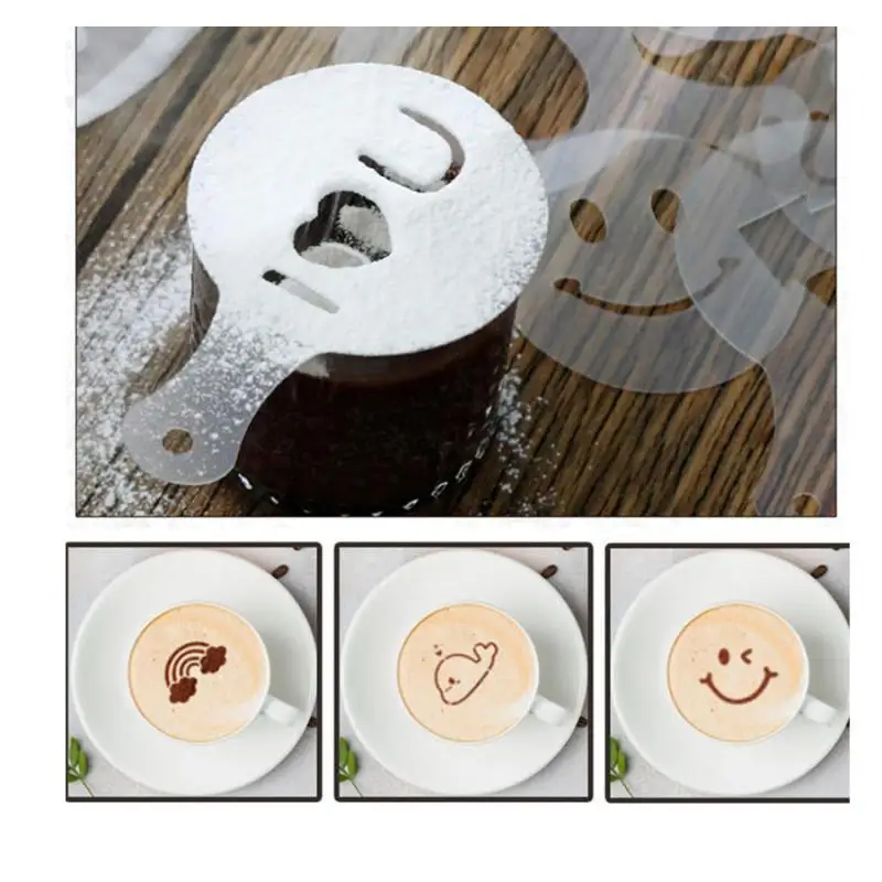 

16Pcs Mold Coffee Milk Cake Cupcake Stencil Template Coffee Barista Cappuccino Template Mold Powdered Sieve Tools