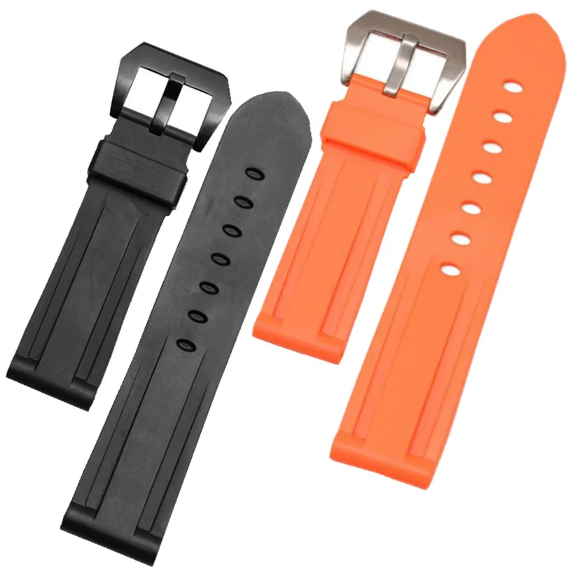 

24mm 26mm Replacement Waterproof Rubber Diver Watch Band Strap And Buckle / Clasp For PAM Watchband