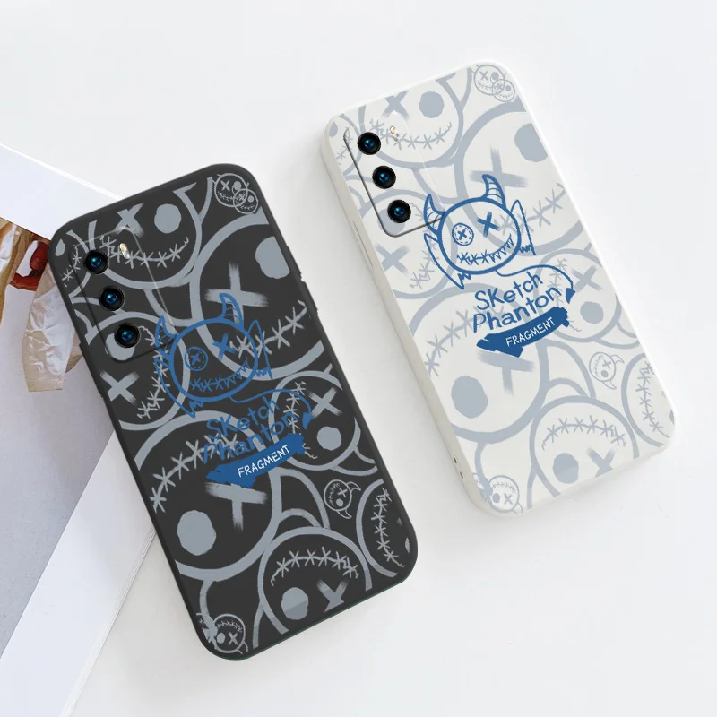 

Demon Liquid Silicone Case For Huawei P40 P30 P20 Pro Lite Mate 40 30 20 Pro Lite P Smart 2021 Y7A Ultra Thin Phone Back Cover