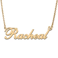 love heart racheal name necklace for women stainless steel gold silver nameplate pendant femme mother child girls gift