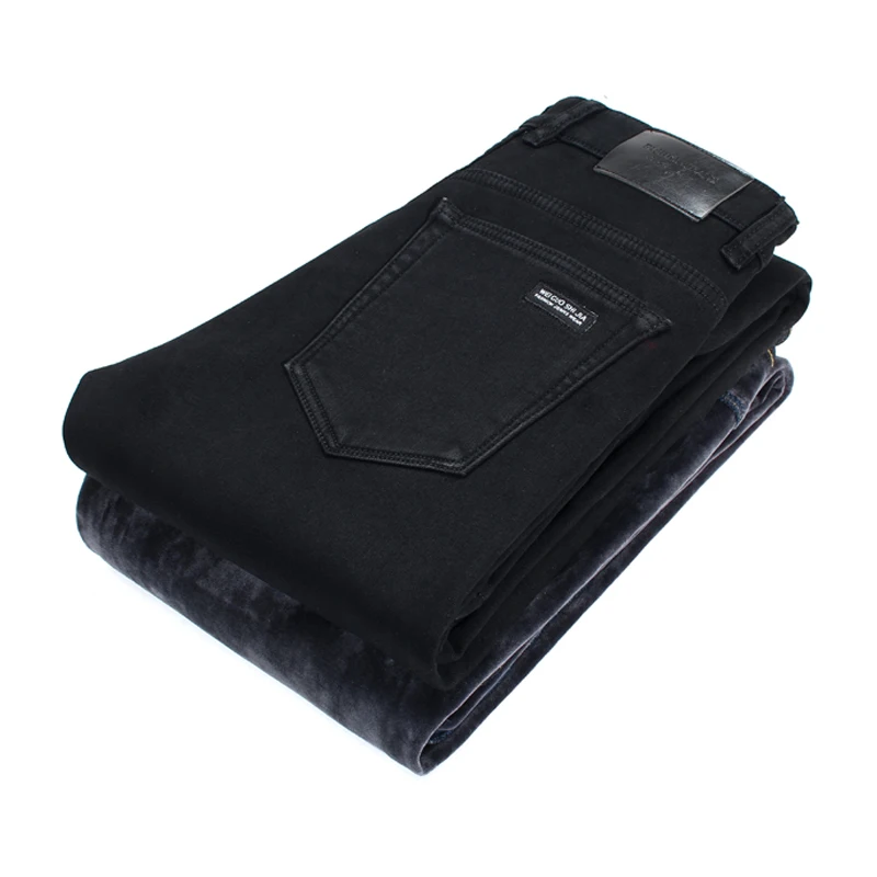 Новинка зимы 2020 мужские теплые обтягивающие джинсы Эластичные Обтягивающие