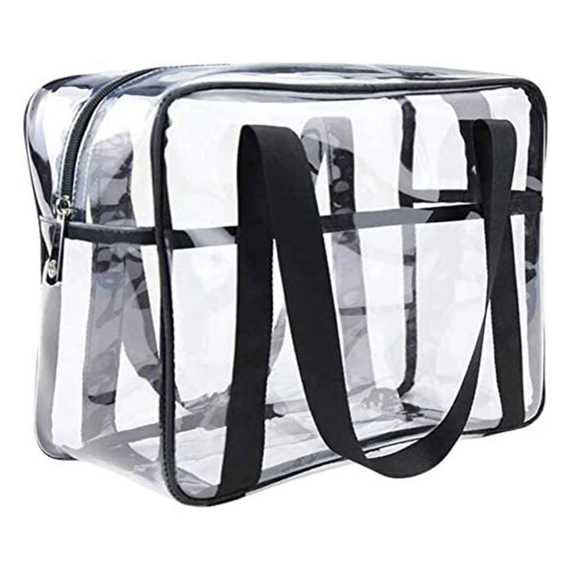 

ASDS-Cosmetic Bag Transparent Handbag Thickened Cosmetic Bag Waterproof Makeup Artist Big Bag Diaper Shoulder Bag Beach Bag