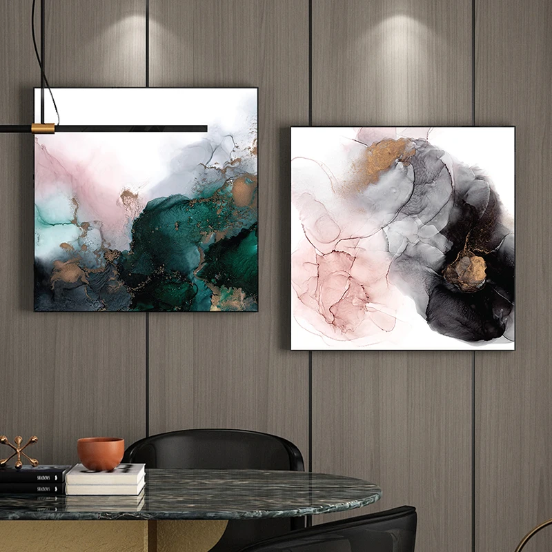 

Morden Abstract Paintings on Canvas Pink Green Wall Art Posters and Prints Pictures for Living Room Bedroom Home Decoration