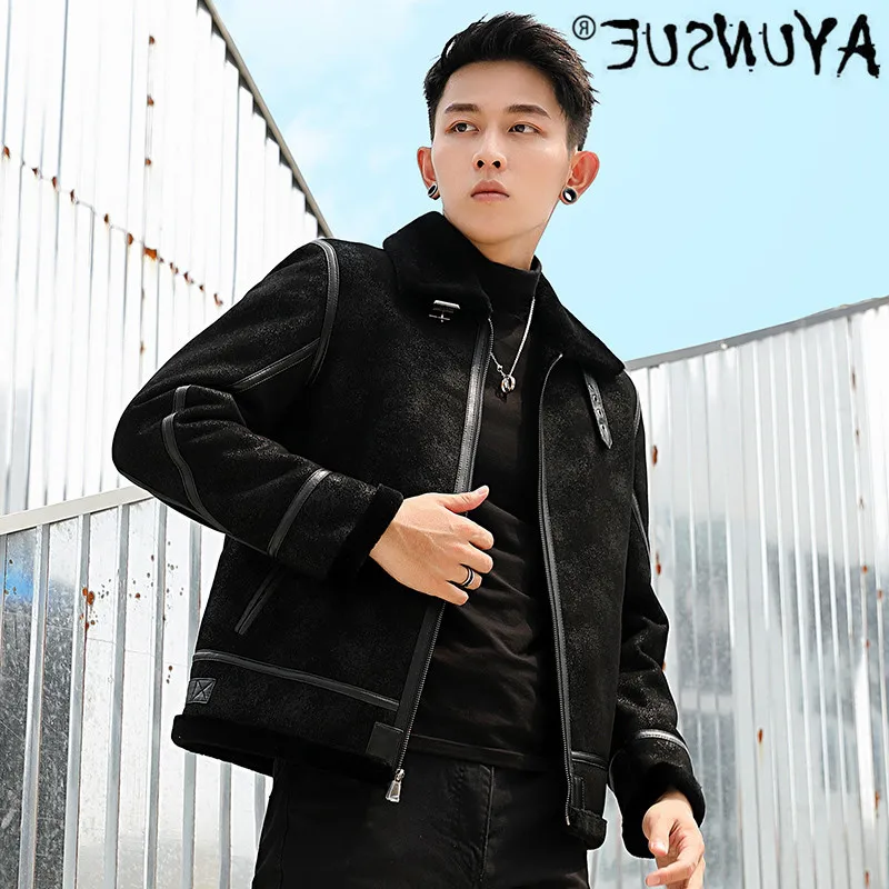 

Afansue jacket, men's leather, winter sheepskin coat, retro sheepskin jacket