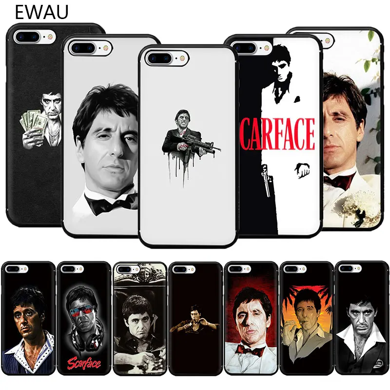 Мягкий чехол для телефона из ТПУ EWAU Scarface с Тони Монтаной iPhone 12 Mini SE 2020 11 Pro 5 5s 6 6s 7 8