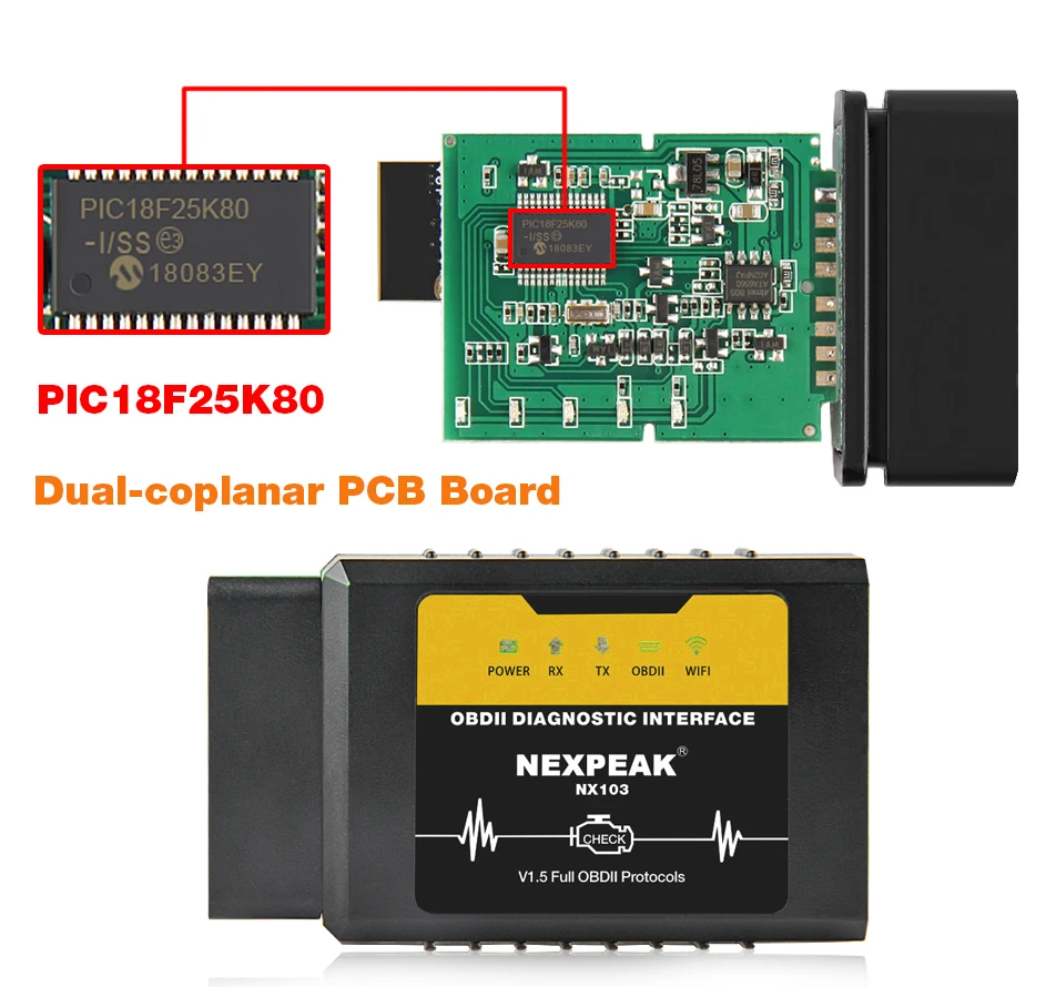 OBD OBD2 ELM327 V1.5 wifi для iPhone IOS PIC18F25K80 автомобильный диагностический инструмент ODB2 сканер работает на Android/IOS/Windows elm327 wifi