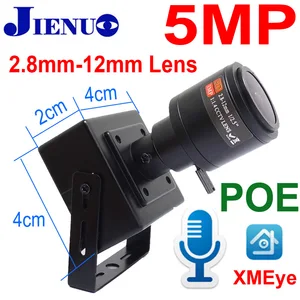 Icsee 5MP Mini Camera 2.8mm-12mm Zoom Audio Cctv Security Video surveillance camera Onvif P2P Home POE Camera Xmeye JIENUO