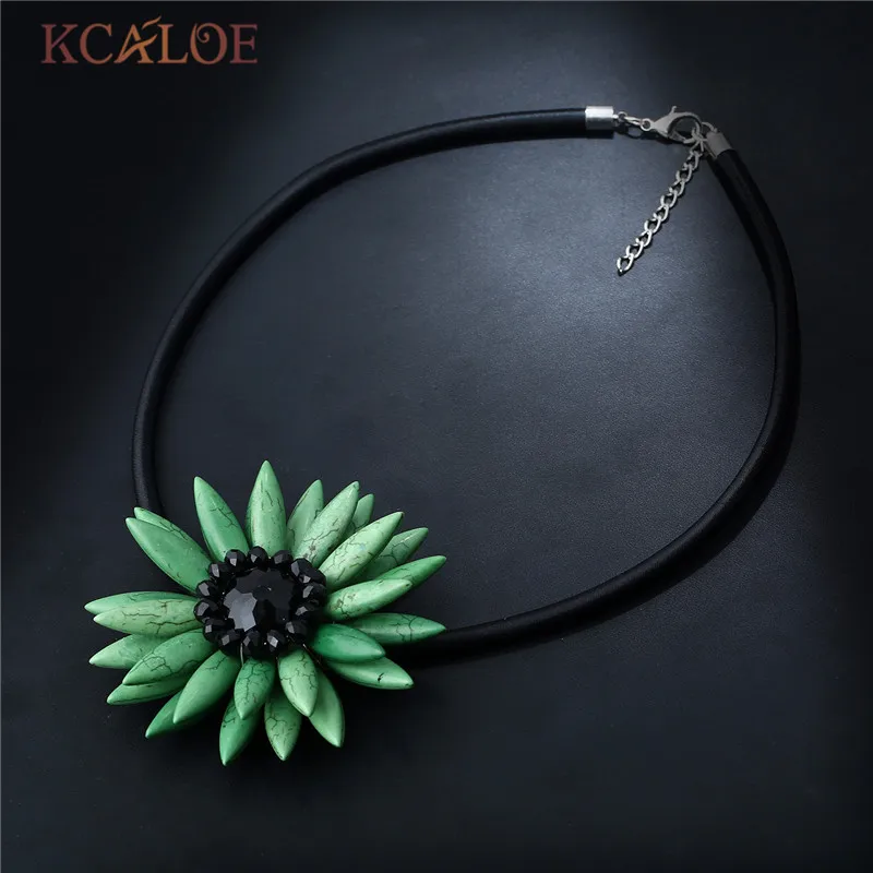 KCALOE женский большой ожерелье-чокер с цветами Подвески Boho Черная веревка