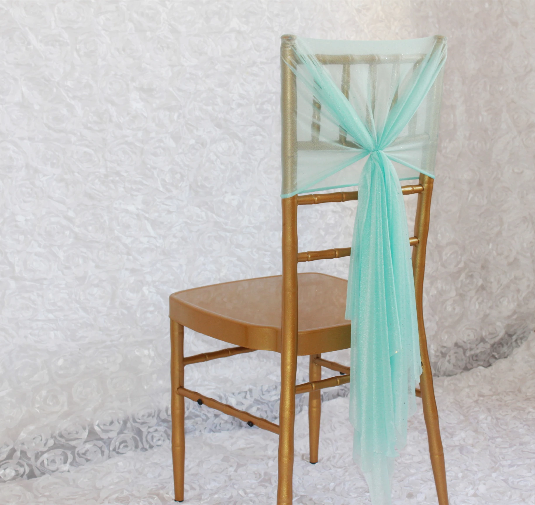 10 шт. Tiffany blue лента на спинку стула украшение милый чехол стул шифоновый пояс