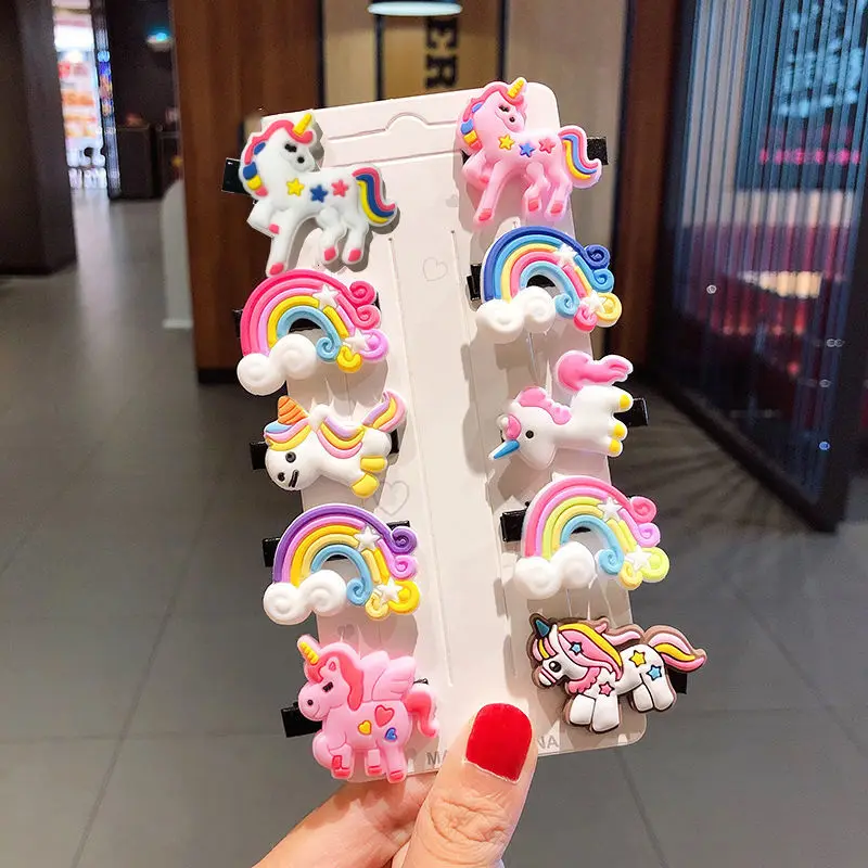 

10Pcs/lot Cartoon Hair Clips for Baby Girls Cute Ice Cream Princess Hairpins Does Not Hurt Hair Small Hair Bows Barrettes Kids