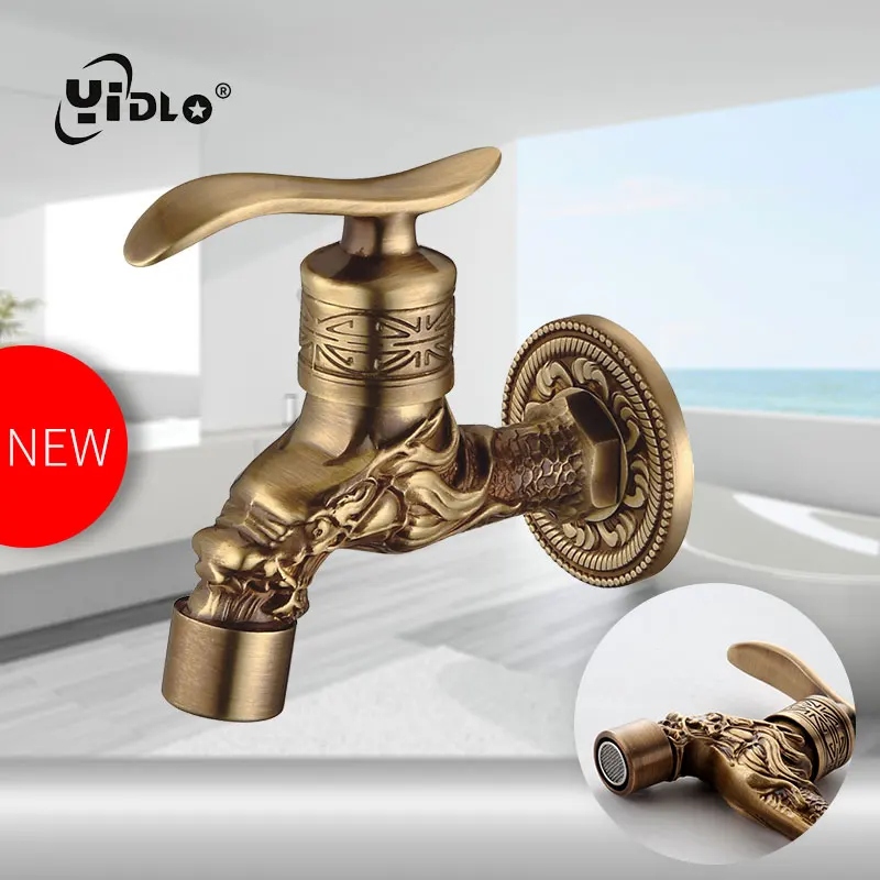 Роскошный античный латунный декоративный открытый кран садовый Стиральная