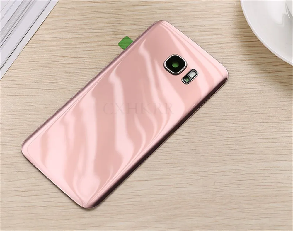 Для SAMSUNG Galaxy S7 G930F/S7 EDGE G935F Задняя стеклянная крышка батарейного отсека задняя дверь Корпус чехол Задняя стеклянная крышка с логотипом