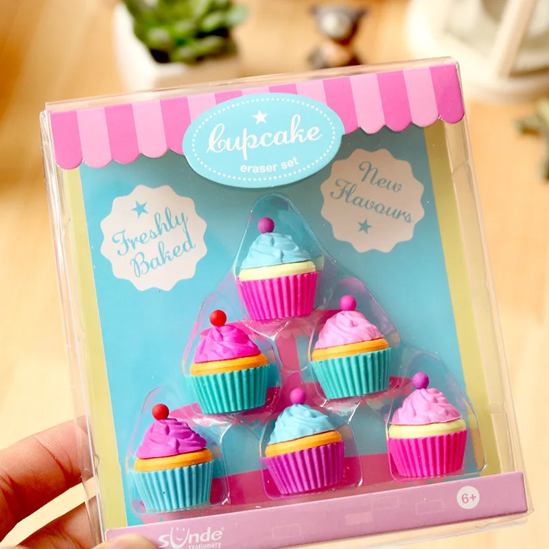 

Funny Cake Eraser Cute Writing Drawing Rubber Pencil Erasers Stationery For Kids Gifts school suppies