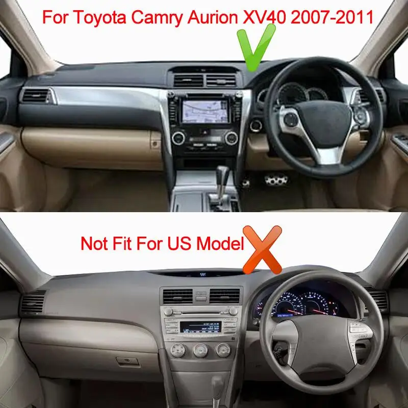 2 слоя Автомобильная внутренняя панель приборов покрытие коврик накидка для Toyota Camry Aurion XV40 2007 2008 2009 2010 2011 LHD RHD солнцезащитный козырек