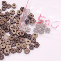 500pcs 8 9mm natural brown flat found tube coconut shell loose beads thick 2mm crafts jewelry making diy