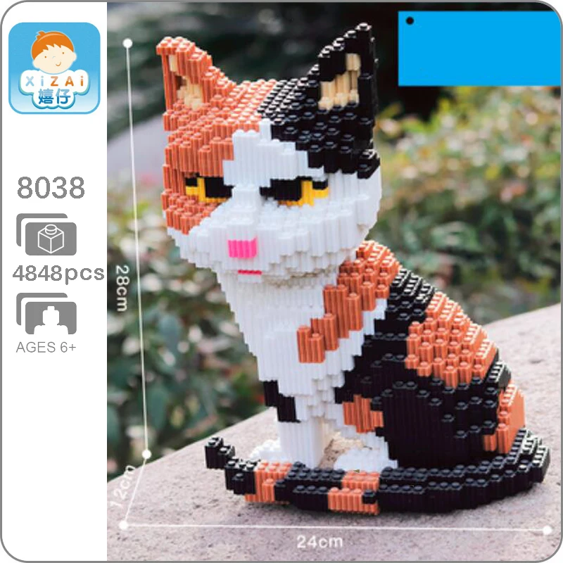 Xizai 8038 персидский кот табби котенок животное домашнее 3D модель DIY мини микро