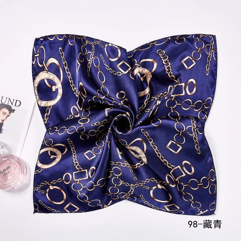 Модный женский элегантный цветочный Шелковый квадратный шарф 50*50 см маленький